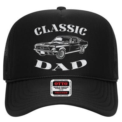 Funny Dad Classic Car Graphic High Crown Mesh Back Trucker Hat