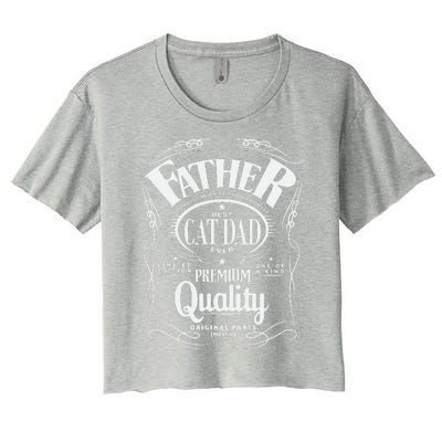 Fathers Day Cat Dad Birthday Vintage One Of A Kind Best Women's Crop Top Tee