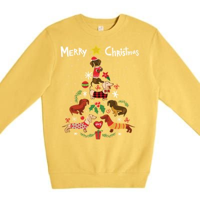 Funny Dachshund Christmas Tree Gift Ornat Gift Premium Crewneck Sweatshirt