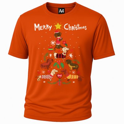 Funny Dachshund Christmas Tree Gift Ornat Gift Cooling Performance Crew T-Shirt