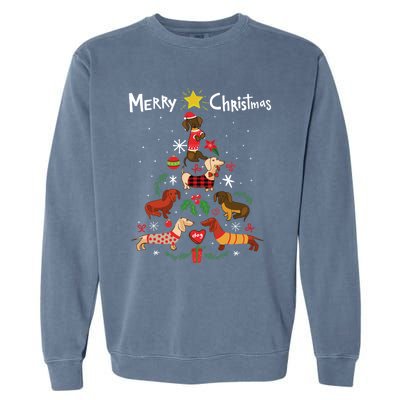 Funny Dachshund Christmas Tree Gift Ornat Gift Garment-Dyed Sweatshirt