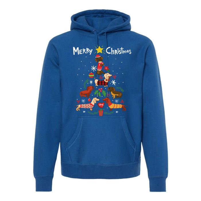 Funny Dachshund Christmas Tree Gift Ornat Gift Premium Hoodie