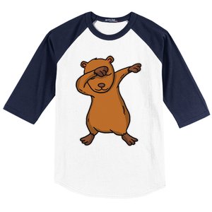 Funny Dabbing Capybara Gift Water Pig Dab Dance Baseball Sleeve Shirt