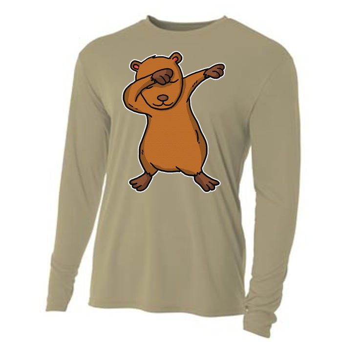 Funny Dabbing Capybara Gift Water Pig Dab Dance Cooling Performance Long Sleeve Crew