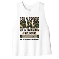 Father's Day Camo I'm A Proud Dad Of A Freaking Awesome Daughter Veteran Women's Racerback Cropped Tank