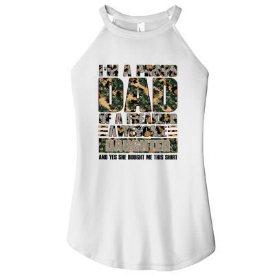 Father's Day Camo I'm A Proud Dad Of A Freaking Awesome Daughter Veteran Women’s Perfect Tri Rocker Tank