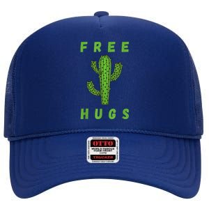 Funny Desert Cactus Plant Tree Lover Free Hugs Sarcastic High Crown Mesh Back Trucker Hat