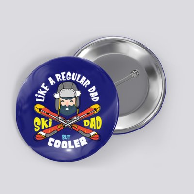 Fathers Day Cool Funny Daddy Gift Ski Dad Skiing Sport Cute Gift Button