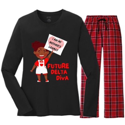 Future Delta Diva Black Sorority 1913 Women's Long Sleeve Flannel Pajama Set 