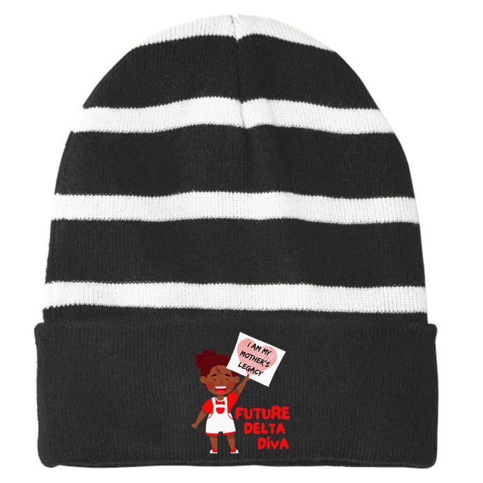 Future Delta Diva Black Sorority 1913 Striped Beanie with Solid Band