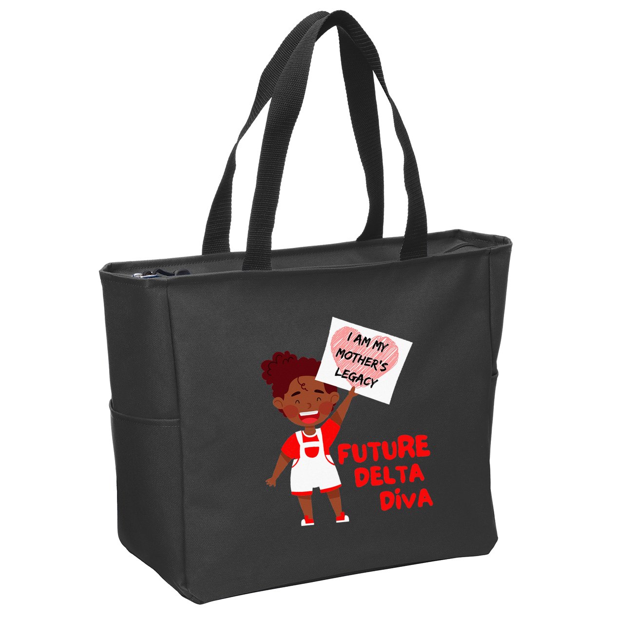 Future Delta Diva Black Sorority 1913 Zip Tote Bag