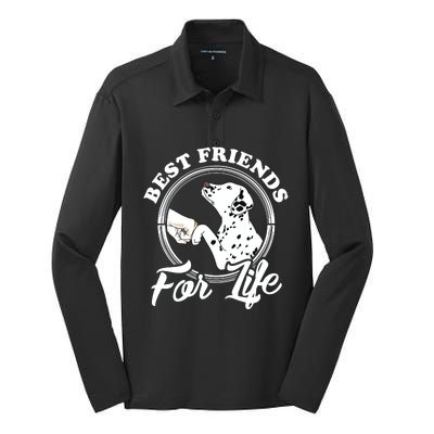 Funny Dalmatian Design Best Friends Dalmation Lovers Silk Touch Performance Long Sleeve Polo