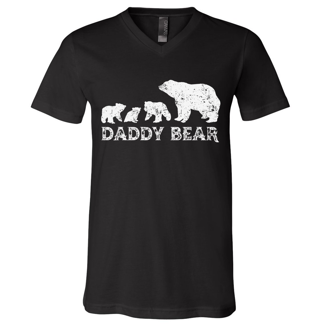 Fathers Day Daddy Bear With 3 Three Cubs Dad Father Papa V-Neck T-Shirt