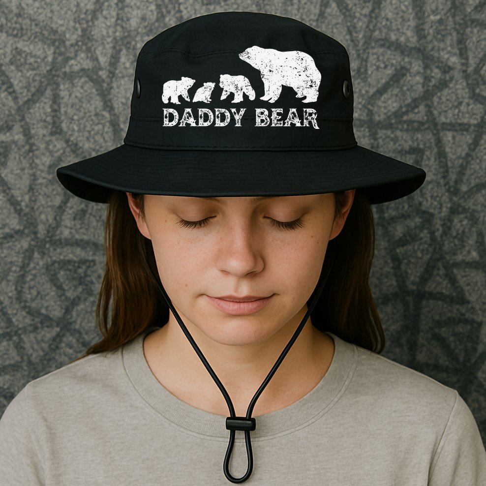 Fathers Day Daddy Bear With 3 Three Cubs Dad Father Papa Bucket Hat