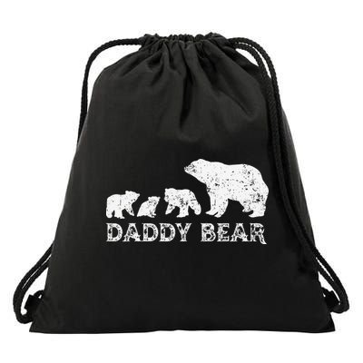 Fathers Day Daddy Bear With 3 Three Cubs Dad Father Papa Drawstring Bag