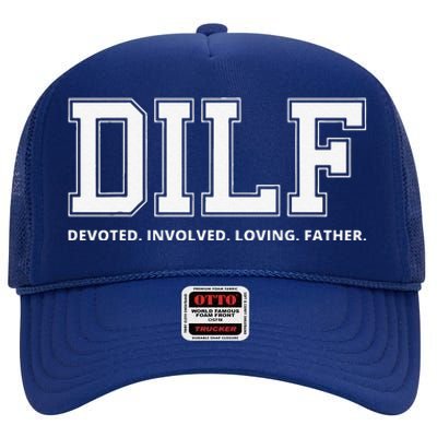 Fathers Day Devoted Loving Father Dad High Crown Mesh Back Trucker Hat