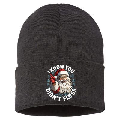 Funny Dentist Dental I Know You DidnT Floss Christmas Santa Sustainable Knit Beanie