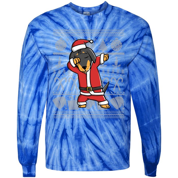 Funny Dachshund Dabbing Dog Dab Ugly Christmas Cute Gift Tie-Dye Long Sleeve Shirt