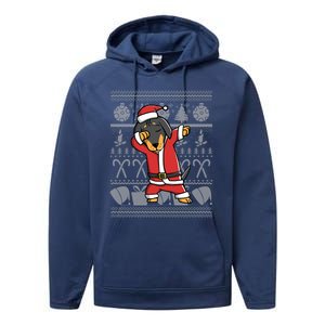 Funny Dachshund Dabbing Dog Dab Ugly Christmas Cute Gift Performance Fleece Hoodie