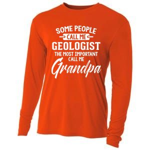 Fathers Day Design Geologist Grandpa Gift Cooling Performance Long Sleeve Crew