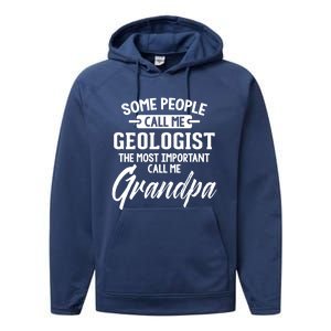 Fathers Day Design Geologist Grandpa Gift Performance Fleece Hoodie