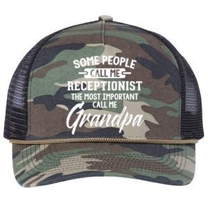 Fathers Day Design Receptionist Grandpa Gift Retro Rope Trucker Hat Cap