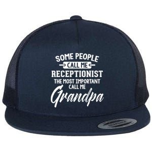 Fathers Day Design Receptionist Grandpa Gift Flat Bill Trucker Hat