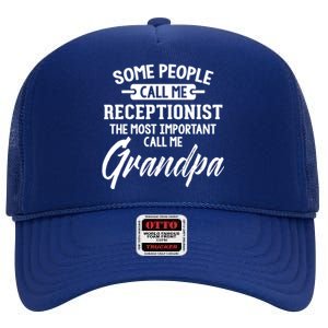 Fathers Day Design Receptionist Grandpa Gift High Crown Mesh Back Trucker Hat