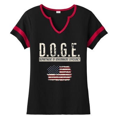 Funny Doge Department Of Government Efficiency . D.O.G.E. Ladies Halftime Notch Neck Tee