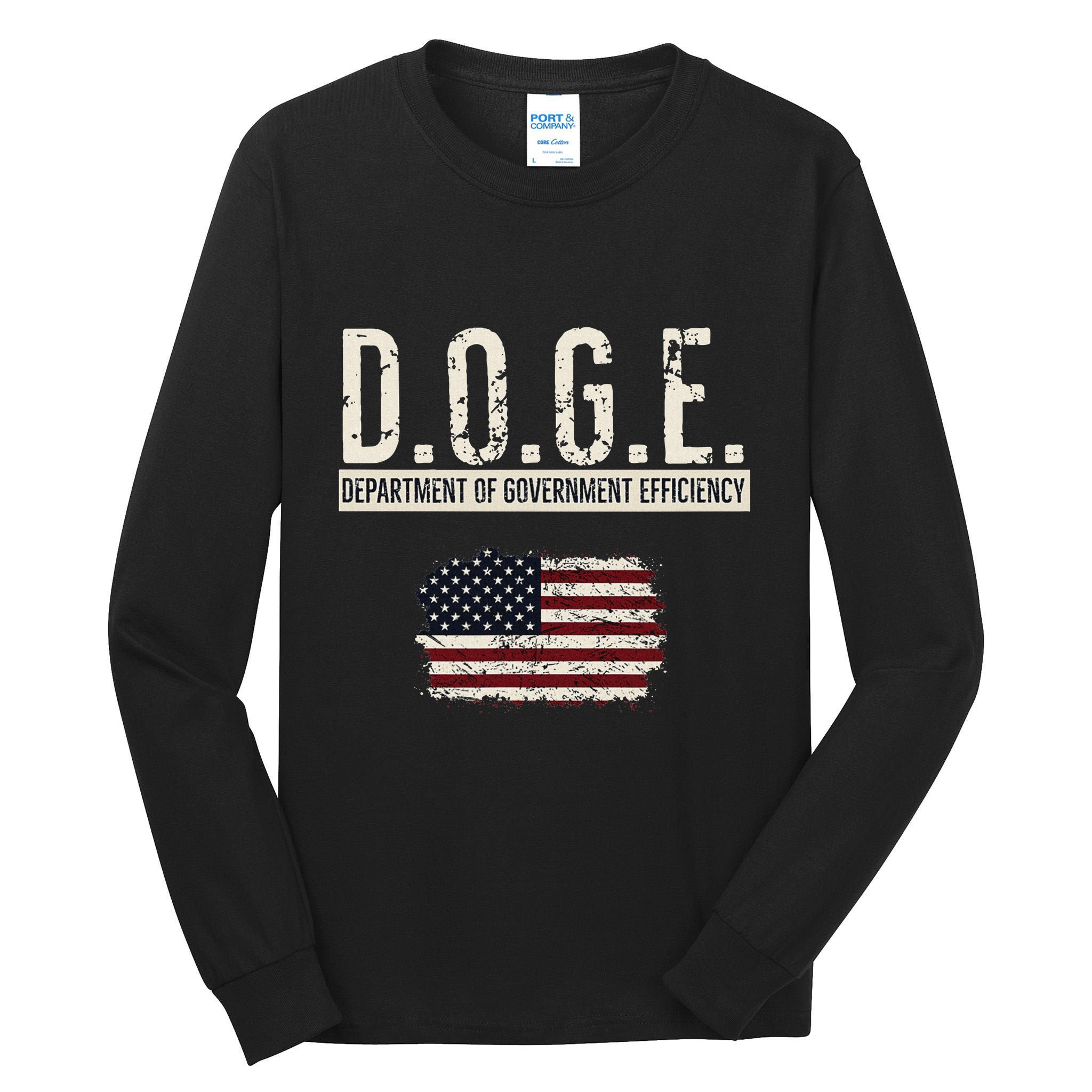 Funny Doge Department Of Government Efficiency . D.O.G.E. Tall Long Sleeve T-Shirt