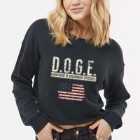 Funny Doge Department Of Government Efficiency . D.O.G.E. Cropped Pullover Crew