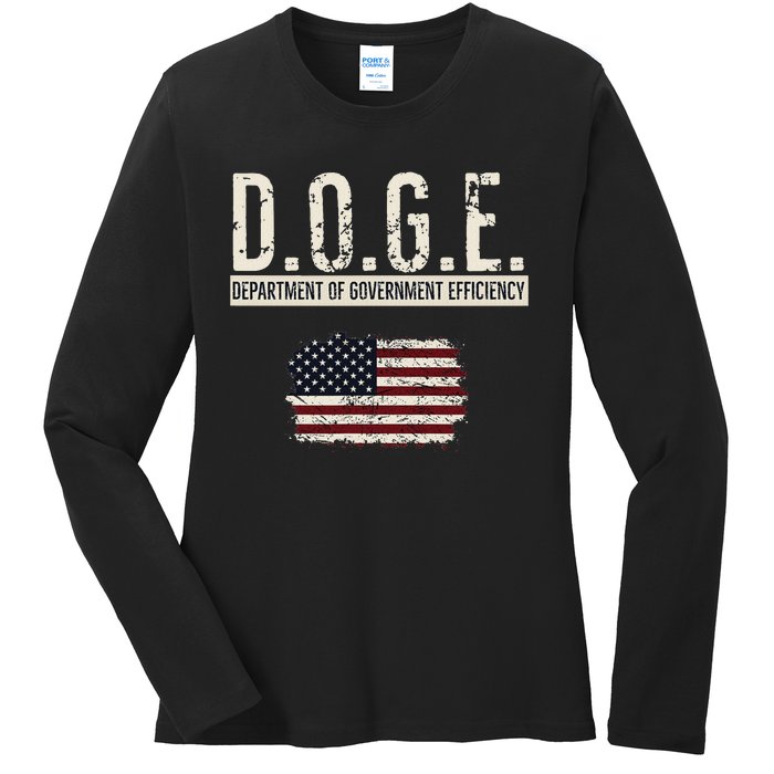 Funny Doge Department Of Government Efficiency . D.O.G.E. Ladies Long Sleeve Shirt