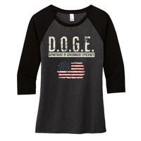 Funny Doge Department Of Government Efficiency . D.O.G.E. Women's Tri-Blend 3/4-Sleeve Raglan Shirt