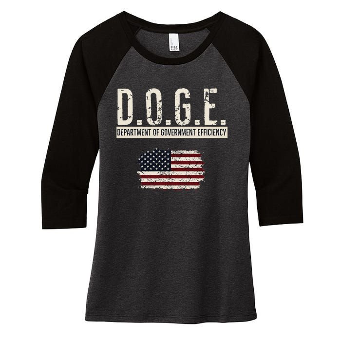 Funny Doge Department Of Government Efficiency . D.O.G.E. Women's Tri-Blend 3/4-Sleeve Raglan Shirt