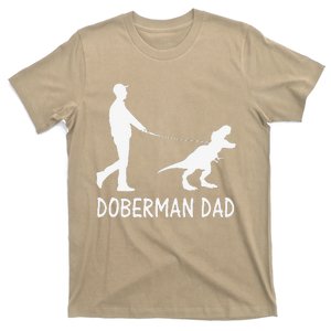 Funny Doberman Dad Dobe Dinosaur Dobie Dog Owner Funny Fathers Day T-Shirt