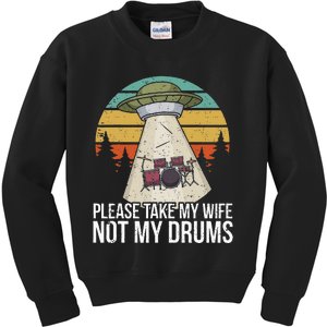 Funny Drummer Drumming Drum Kit Percussion I Wife Ufo Aliens Kids Sweatshirt