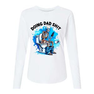 Funny Doing Dad Shit Skeleton Womens Cotton Relaxed Long Sleeve T-Shirt