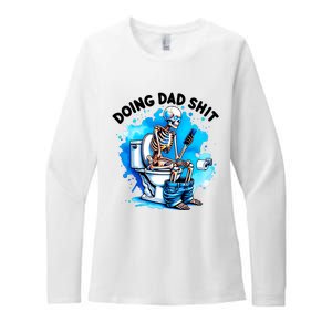 Funny Doing Dad Shit Skeleton Womens CVC Long Sleeve Shirt