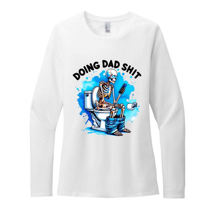 Funny Doing Dad Shit Skeleton Womens CVC Long Sleeve Shirt