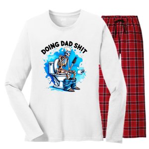 Funny Doing Dad Shit Skeleton Women's Long Sleeve Flannel Pajama Set 