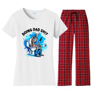 Funny Doing Dad Shit Skeleton Women's Flannel Pajama Set