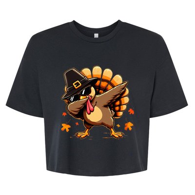 Funny Dab Dabbing Turkey Thanksgiving Day Pilgrim Bella+Canvas Jersey Crop Tee