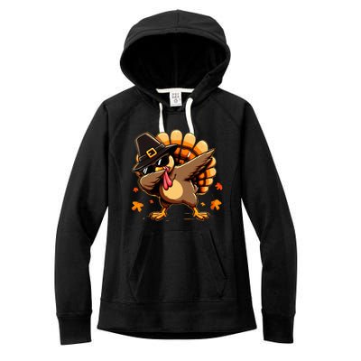 Funny Dab Dabbing Turkey Thanksgiving Day Pilgrim Women's Fleece Hoodie