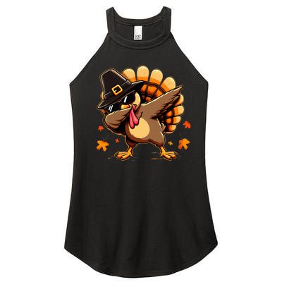 Funny Dab Dabbing Turkey Thanksgiving Day Pilgrim Women’s Perfect Tri Rocker Tank