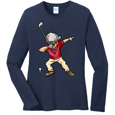 Funny Dab Dance Dabbing Golf Player Golfer Golfing Gift Ladies Long Sleeve Shirt