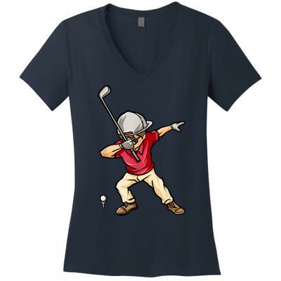 Funny Dab Dance Dabbing Golf Player Golfer Golfing Gift Women's V-Neck T-Shirt