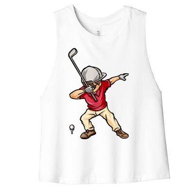 Funny Dab Dance Dabbing Golf Player Golfer Golfing Gift Women's Racerback Cropped Tank