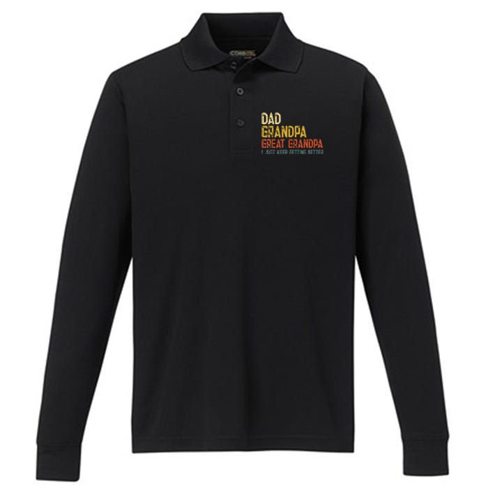 Father's day Dad Grandpa Great Grandpa Performance Long Sleeve Polo