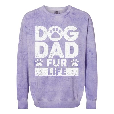 Funny Dog Dad Fur Life Dogs Lover Daddy Fathers Day Animal Lovers Colorblast Crewneck Sweatshirt