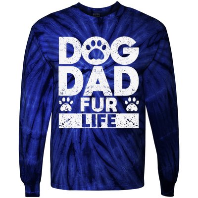 Funny Dog Dad Fur Life Dogs Lover Daddy Fathers Day Animal Lovers Tie-Dye Long Sleeve Shirt